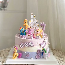 网红小马宝莉生日蛋糕装饰摆件可爱公主女孩儿童甜品台蛋糕插件