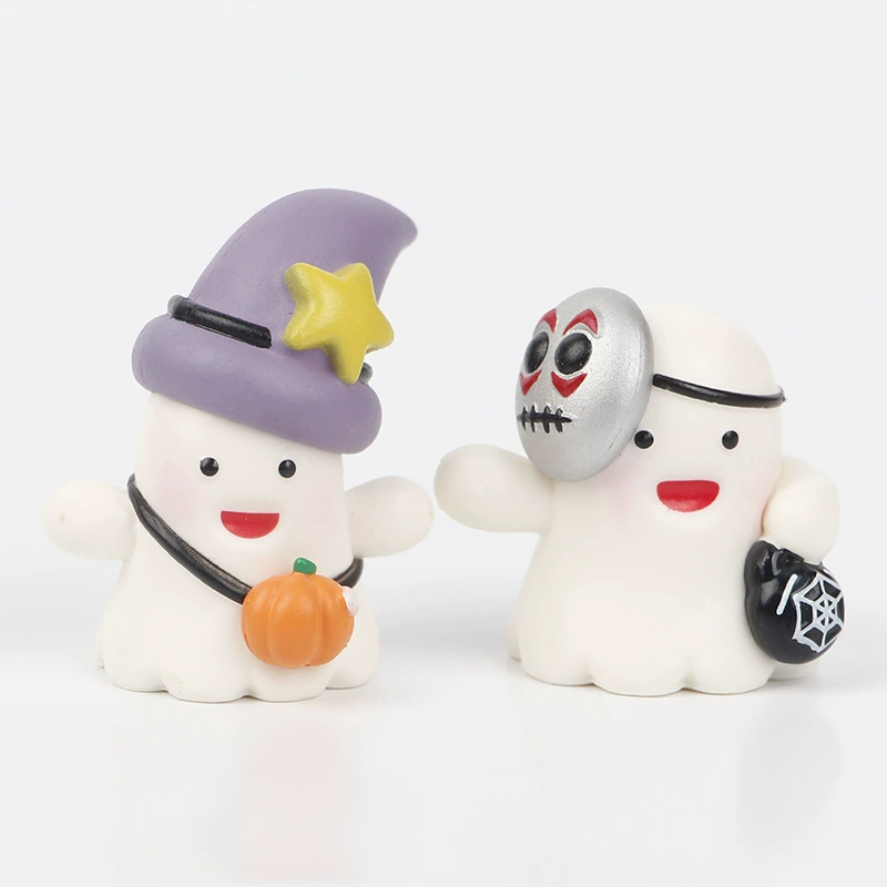 Ghost pumpkin lantern, small flashlight, micro landscape, minifigure, halloween