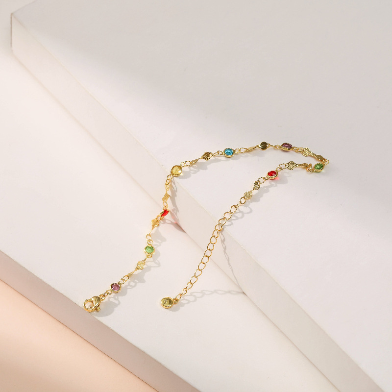 Color Zircon Adjustable Gold-plated Anklet Wholesale Nihaojewelry display picture 5