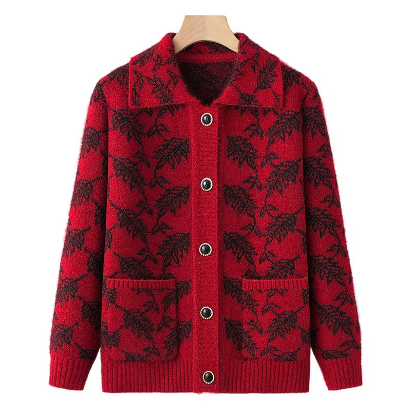 Весенне-осенние Топы для женщин среднего и пожилого возраста, вязаное пальто для бабушки, свитер для мамы 70 лет, длинный рукав, осенне-зимний Кардиган для пожилых людей