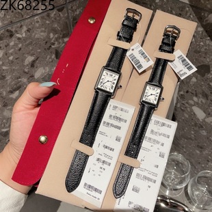 Kajia Classic Retro Tank Series Square Quartz Watch Santos Second-Hand Must Women's Watch Pebbled Cowhide