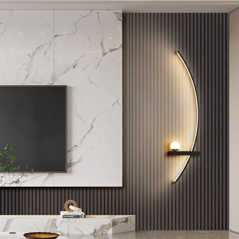 New modern living room grille lamp minimalist living room TV background wall wall lamp strip art bedroom bedside lamp
