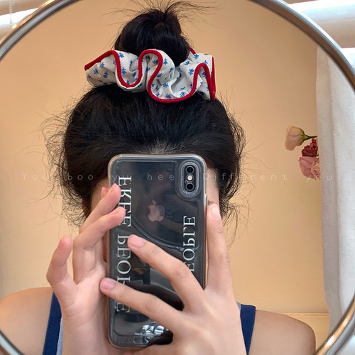 Forest-style floral plaid large intestine hair band, female fairy and beautiful small fresh headband, hair ball hair accessories, headband