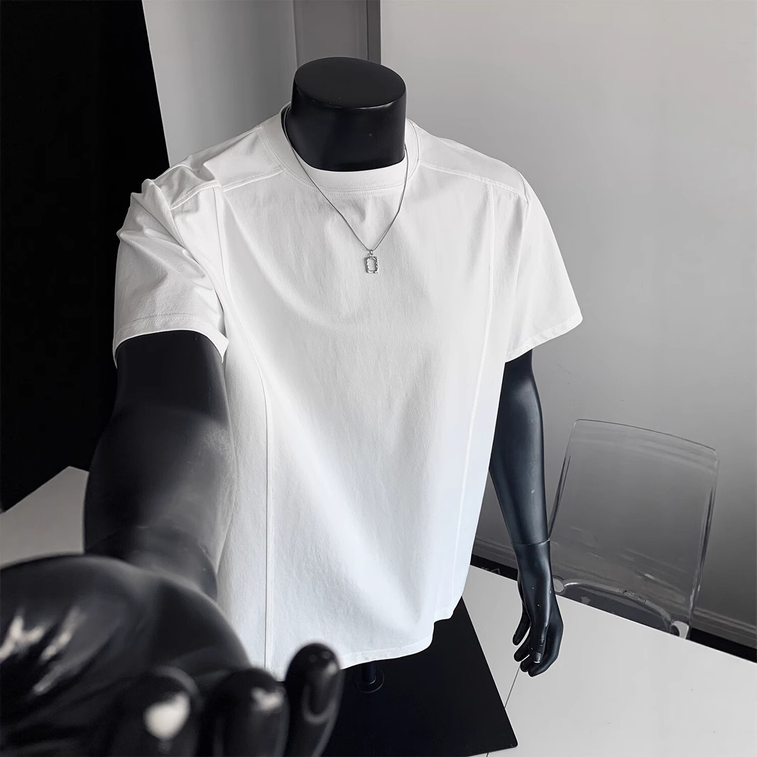 Ice Silk Cool Quick-Drying T-Shirt Short-Sleeved Men's Summer Thin Upf50+ Sun Protection Ice-Sense Fitness Sports Right Shoulder T-Shirt