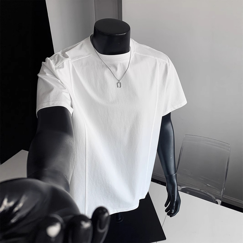 Ice Silk Cool Quick-Drying T-Shirt Short-Sleeved Men's Summer Thin Upf50+ Sun Protection Ice-Sense Fitness Sports Right Shoulder T-Shirt