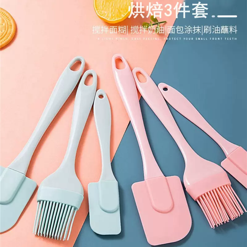 亚马逊直供硅胶刮刀油刷套装烘焙3件套奶油抹刀 烘焙工具跨境货源