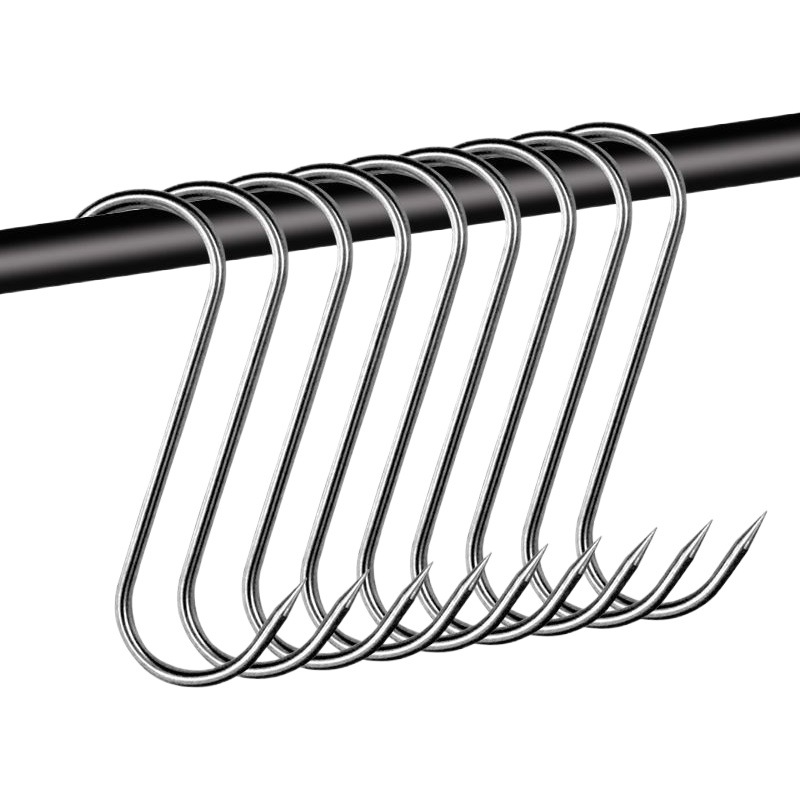Stainless steel Special meat drying hook kitchen multi-functional S-type solid pointed big hook for hanging pork sausage