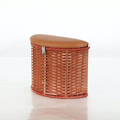 Electric car child seat | Car Tricycle Baby Seat - three-wheel-bamboo-basket-orange-single-seat-decorative-flowers-in-random-colors