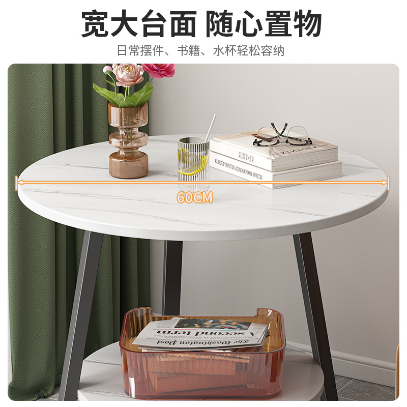 Mesa de café Luz de lujo dormitorio Mini Mesa de esquina pequeño apartamento europeo pequeña mesa redonda de doble capa sofá mesa auxiliar Internet celebridad pequeña mesa de café
