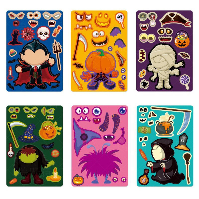 Adhesivo de bricolaje de decoración de Halloween transfronterizo Tarjeta de felicitación de vacaciones de Halloween Etiqueta engomada de decoración de cuentas a mano Suministros de decoración de regalos