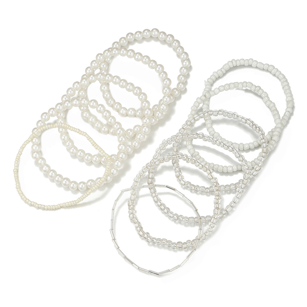 Fashion Geometric Metal Beaded Pearl Bracelets 1 Set