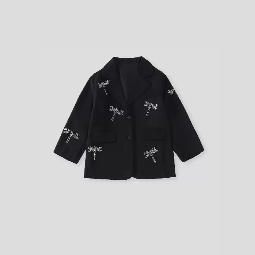 春季中大女童西装外套春秋翻领潮流洋气童装儿童女孩小西装上衣新