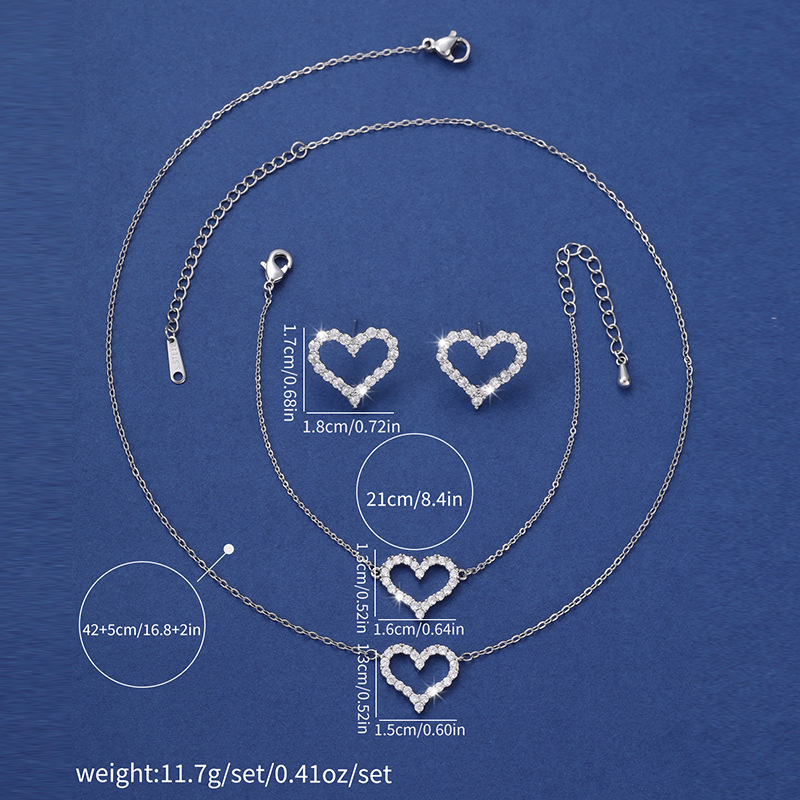 Jewelry Set Classification Copper Basic Modern Style Classic Style Plating Inlay Geometric Heart Shape Rhinestones Jewelry Set