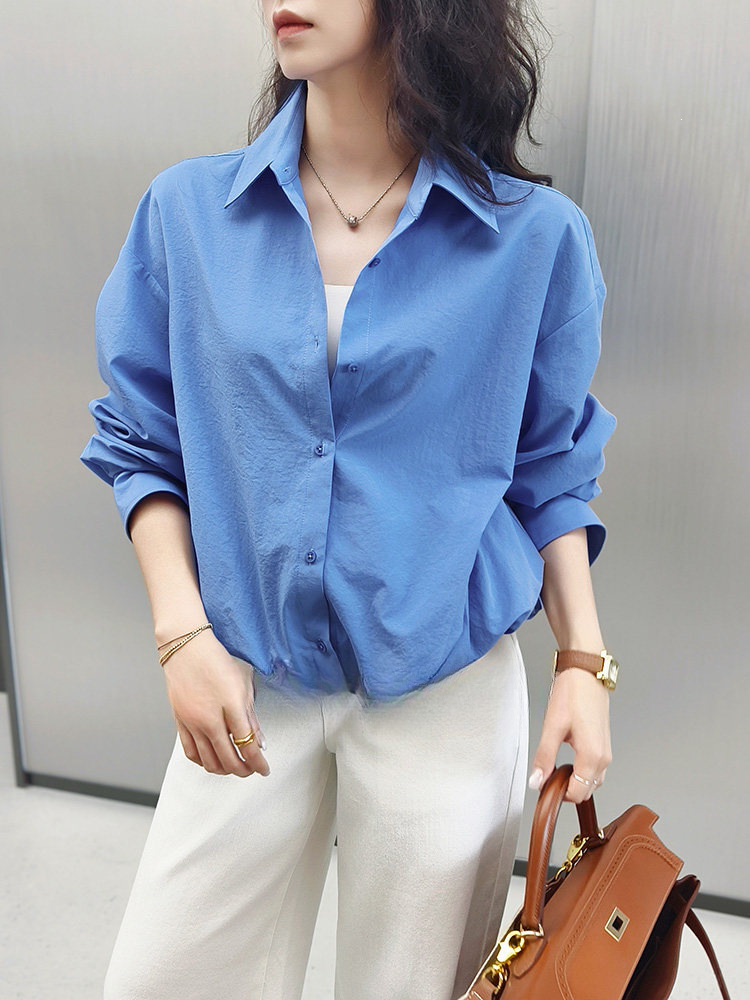 美洋MEIYANG 花苞衬衫梅川系列空气皱感翻领长袖衬衣A1253