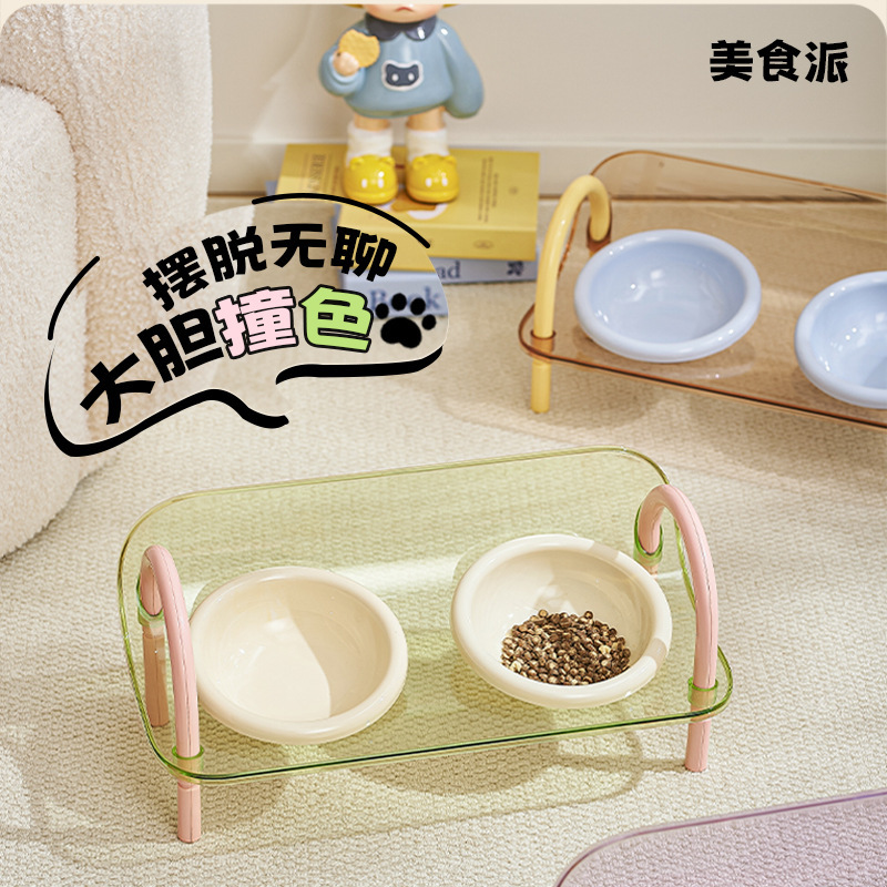 猫碗护颈可调节双碗架猫粮碗狗碗防打翻宠物用品跨境热销款宠物碗|undefined
