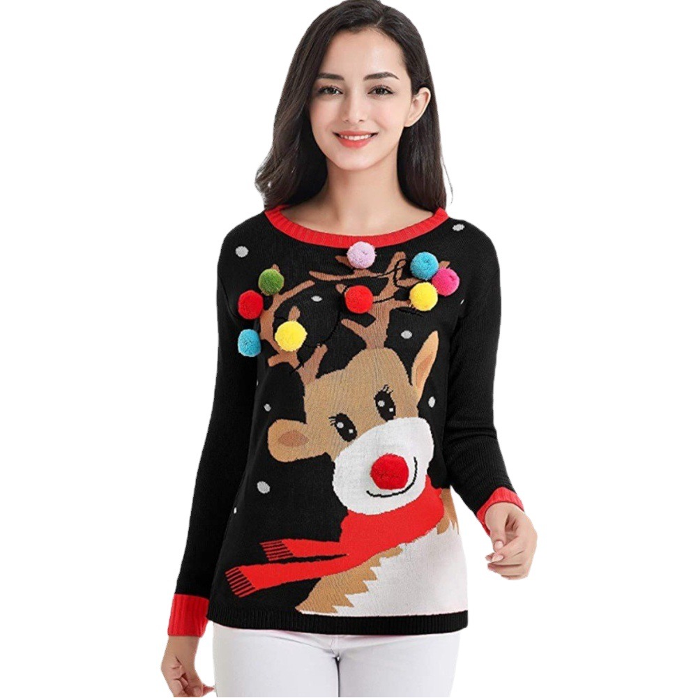2024 popular UglySweater festival de navidad ChristmasSweater cuello redondo prendas de punto femenino