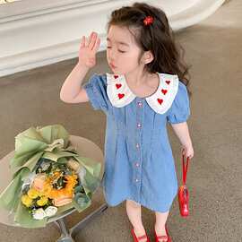 女童连衣裙夏季2026新款洋气韩版儿童牛仔裙女孩宝宝夏款时髦裙子