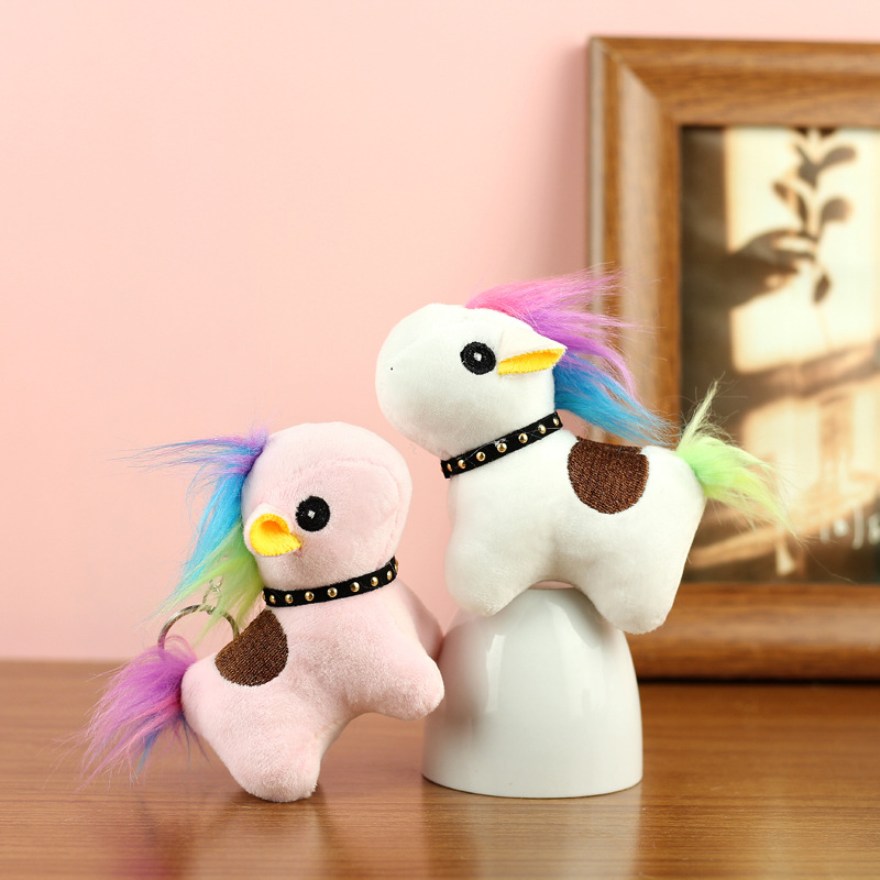 Líderes en línea lindos juguetes de peluche unicornio colgantes unicornio pony keychain muñecas colgantes bolsos pequeños colgantes image 4