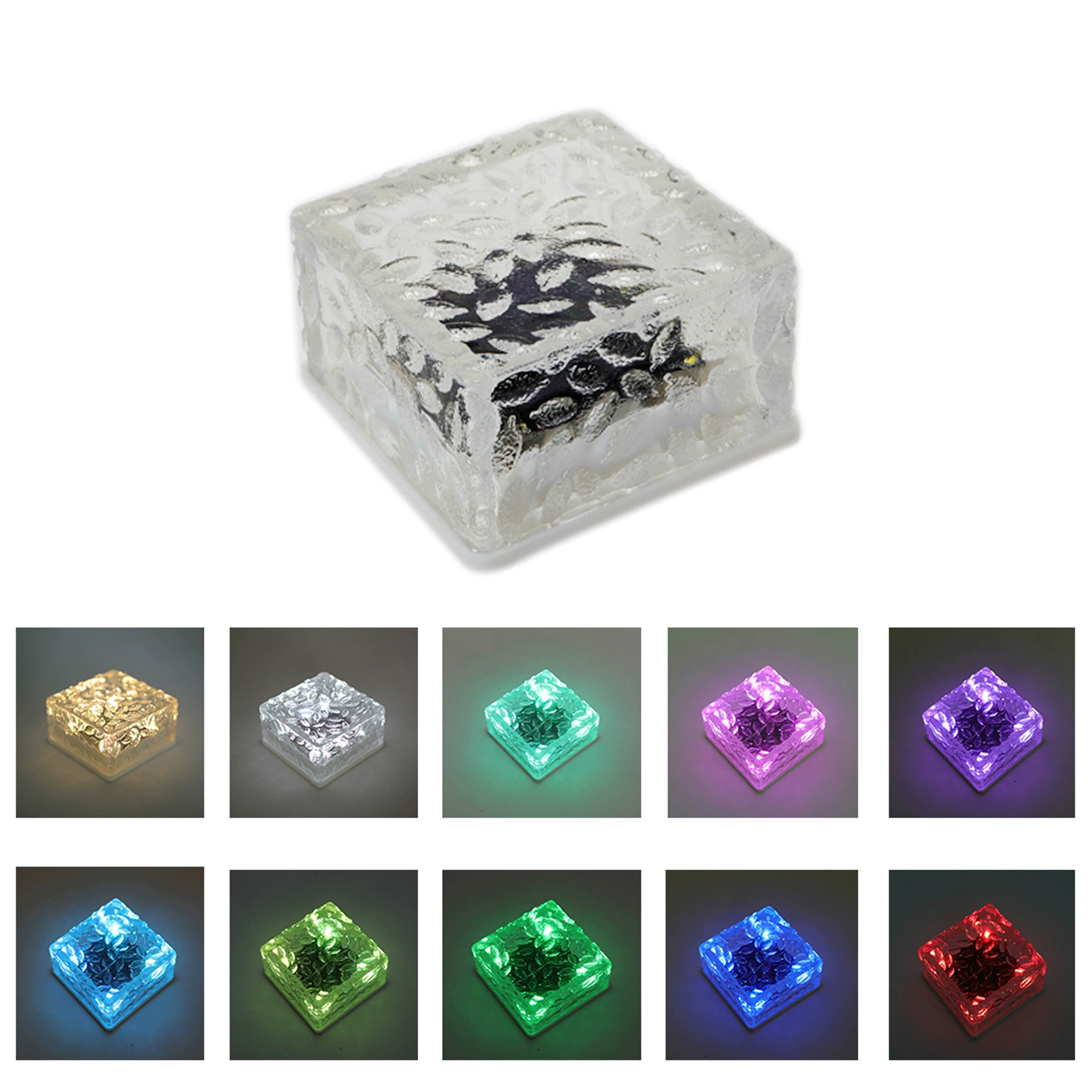 Уличные солнечные светильники, светильники-ледяные кирпичи, водонепроницаемые декоративные напольные плитки для ландшафта двора, квадратные подземные светильники, солнечные индукционные