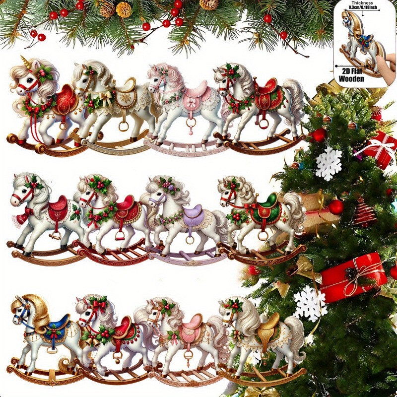 12 Pieces of Christmas Trojan Horse Decorations for Christmas and New Year Gifts, Suitable for Windows, Offices, Classrooms, Gardens, and Parties