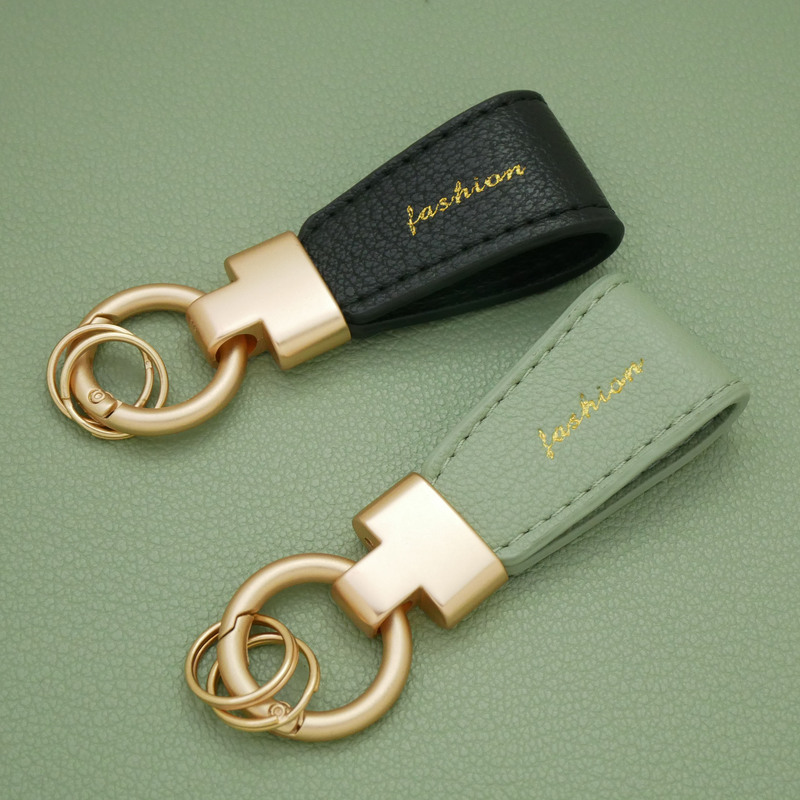 Exquisite Macaron Car Keychain Pendant for Women Mini Short Leather Motorcycle Electric Car Key Accessories Wholesale