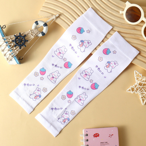 Children's sunscreen ice silk sleeves in summer, skin-friendly and mosquito repellent, cute cartoon printed ice sleeves, baby outdoor arm sleeves