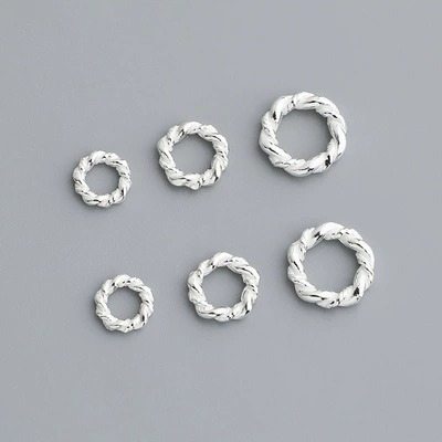 s925 Sterling Silver Twist Ring Closed Ring DIY Beaded Bracelet Accessories Circle Spacer Twist Ring Bead