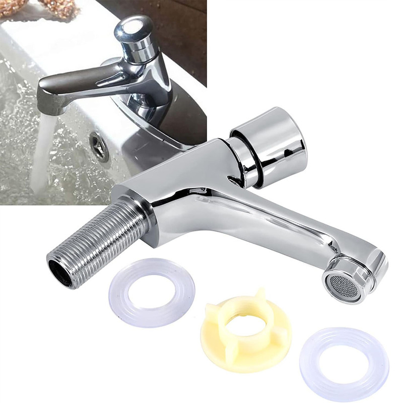 Internal Thread G1/2 Washbasin Faucet with Delay Function, 96 Delay Electroplated Commercial Sink Kitchen Faucet