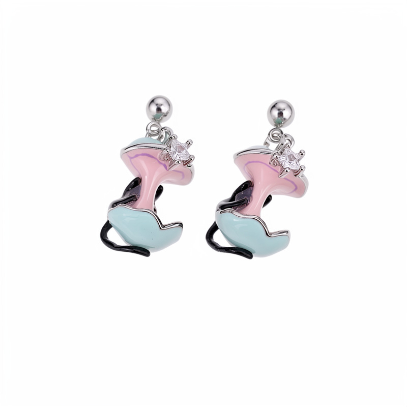 Zircon goteo de aceite manzana gatito collar ligero de nicho de lujo collar de clavícula infantil estilo encantador conjunto de joyería de moda al por mayor