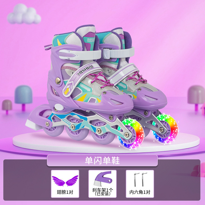 신선한 보라색 싱글 플래시 신발 한 켤레