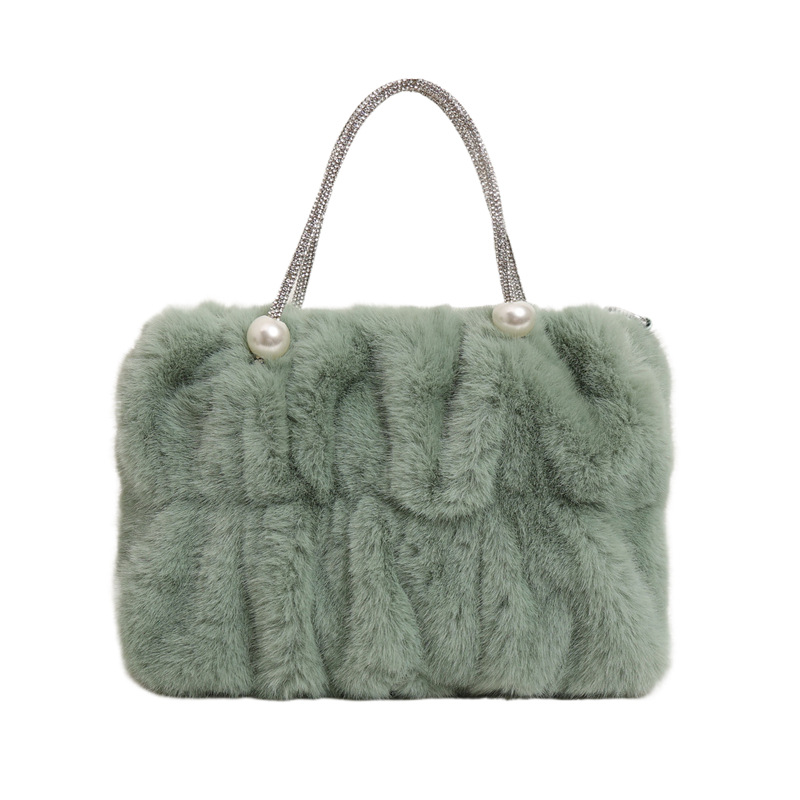 Bolso de mano peludo para mujeres ins versátil nuevo nicho de moda bolso de mochila bolso de nube bolso de cadena pliegue bolso de moda