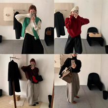 261122-149    韩国eg  坑条高领袖口标签加厚毛衣