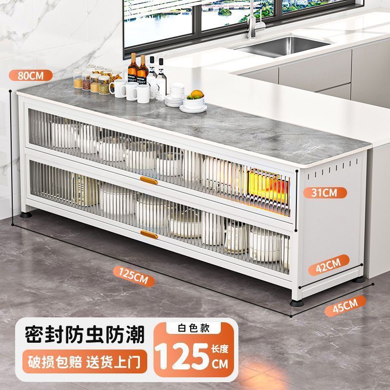 キッチンスレート収納ラック床置き多層電子レンジサイド収納キャビネット多機能大理石キャビネット|undefined