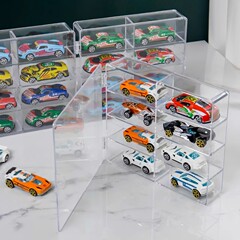 多美カード玩具車模型収納ケース透明模型収納棚ショーケース1:64小型自動車折り畳み可能展示棚