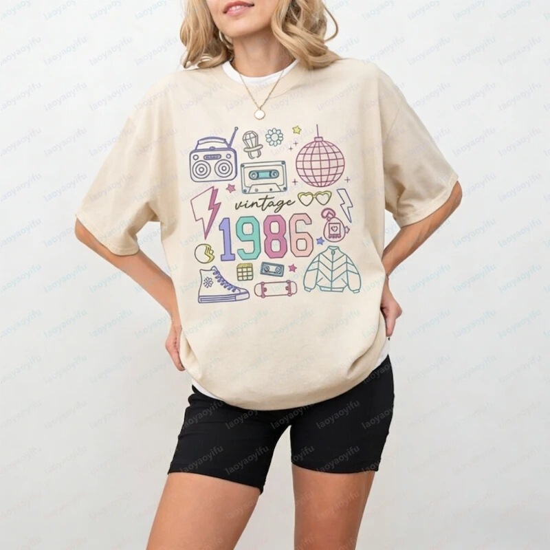 Vintage 1986 Shirt 40Th Birthday Gift for Her 1986 Birthday T-Shirt Gift Graphic T-Shirt Clothing Vintage 1986 Shirt 40Th Birthday Gift for Her 1986 Birthday T-Shirt Gift Graphic T-Shirt Clothing