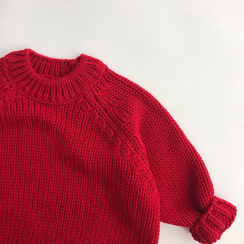 Western style Christmas style ~ New Year and winter children's sweaters Korean style men's and women's trendy sweaters retro red pullover raglan