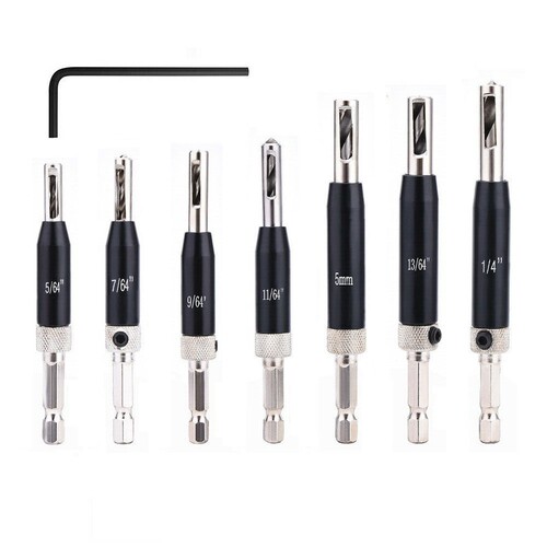 Cross-border new door and window hinge hinge hole opener woodworking drill bit set positioning special-shaped drilling black hinge drill