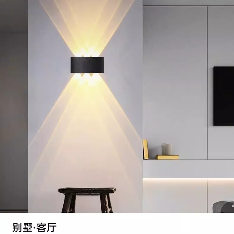 Lámpara de pared de interior con patrón de colina led Lámpara de noche de dormitorio Lámpara de pared de iluminación superior e inferior Lámpara de pared de sala de estar de lujo ligero Lámpara de pared doble