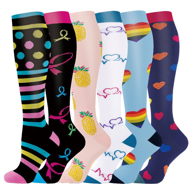 Juego de 6 pares de calcetines deportivos de compresión transfronterizos para fitness, calcetines largos de compresión para pantorrillas para hombres y mujeres, calcetines de compresión elásticos. image 40