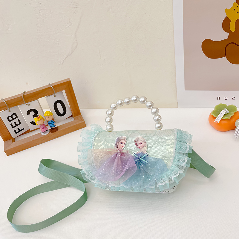 Bolsas para niños nuevas niñas bolsas de hombro lindas princesas bolsas de hombro de perlas de encaje bolsas de hombro al por mayor