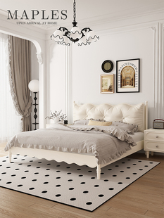 A8L Light French Cream Wind Bed Bedroom Wedding Bed Solid Wood Bed Foot Girl Bed 1 m 8 Bed Double Bed