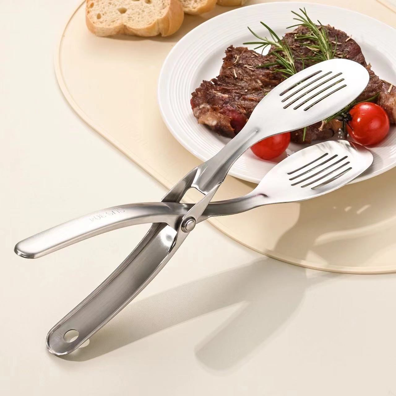 304不锈钢食品夹户外露营烧烤夹烧肉夹家用面包夹餐厅酒店牛排夹