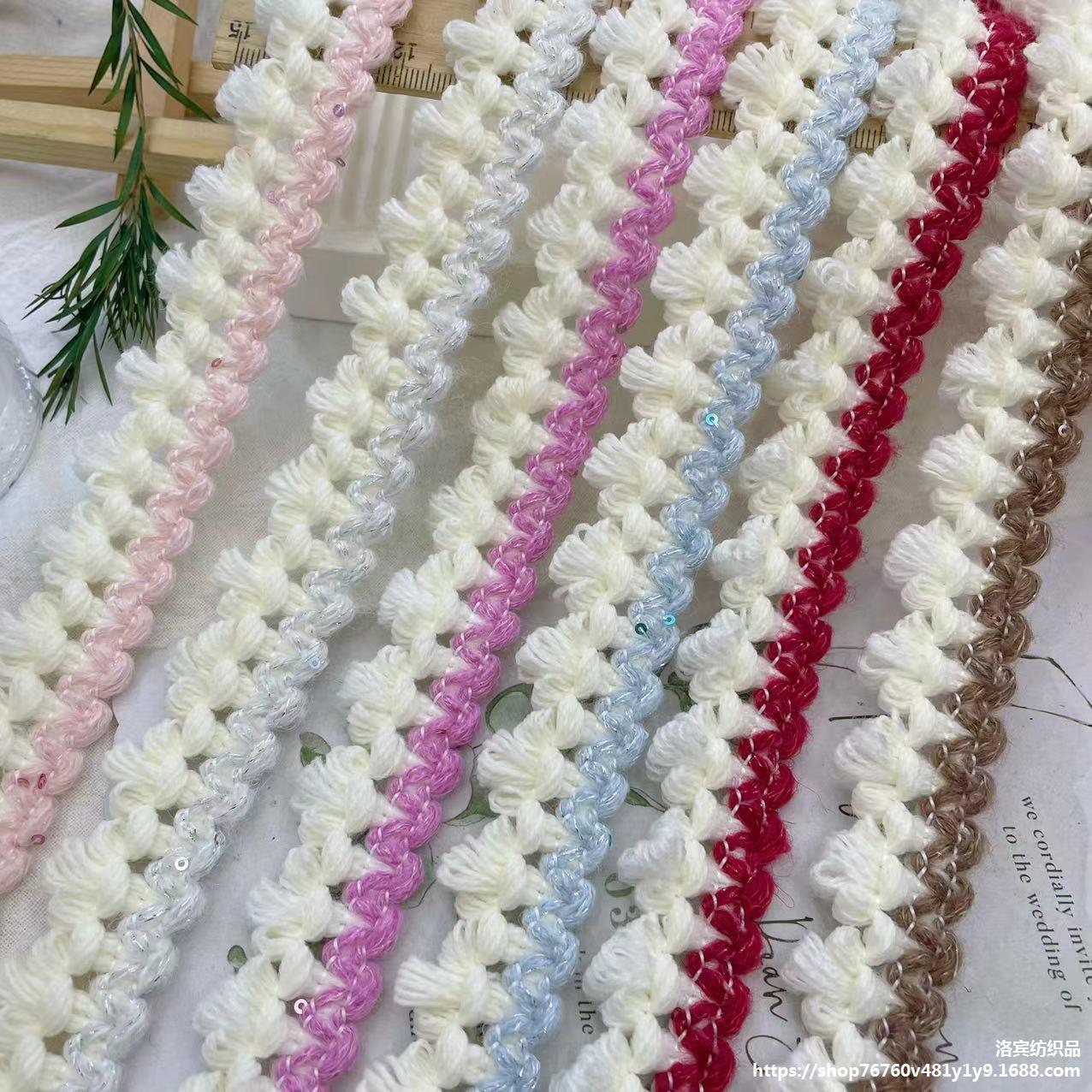 新款小香风花边织带 多色三朵花机织花边服装衬衫袖口DIY辅料