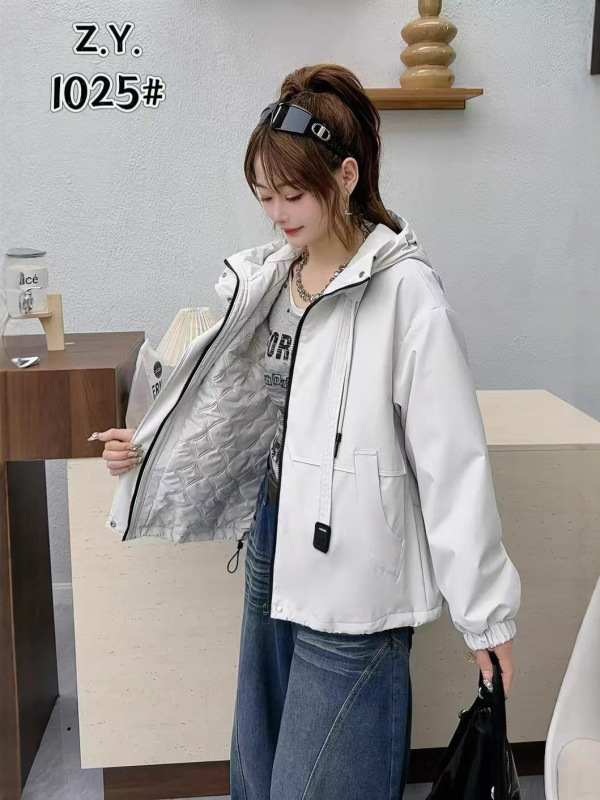 韩版夹棉连帽冲锋衣棉服外套女2025秋冬时尚休闲百搭二棉夹克上衣|undefined