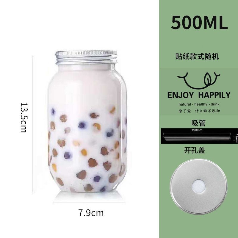 Taza de té de leche desechable con tapa taza de té de frutas bebida de jugo de frutas botella de envasado casera taza de plástico de té de leche
