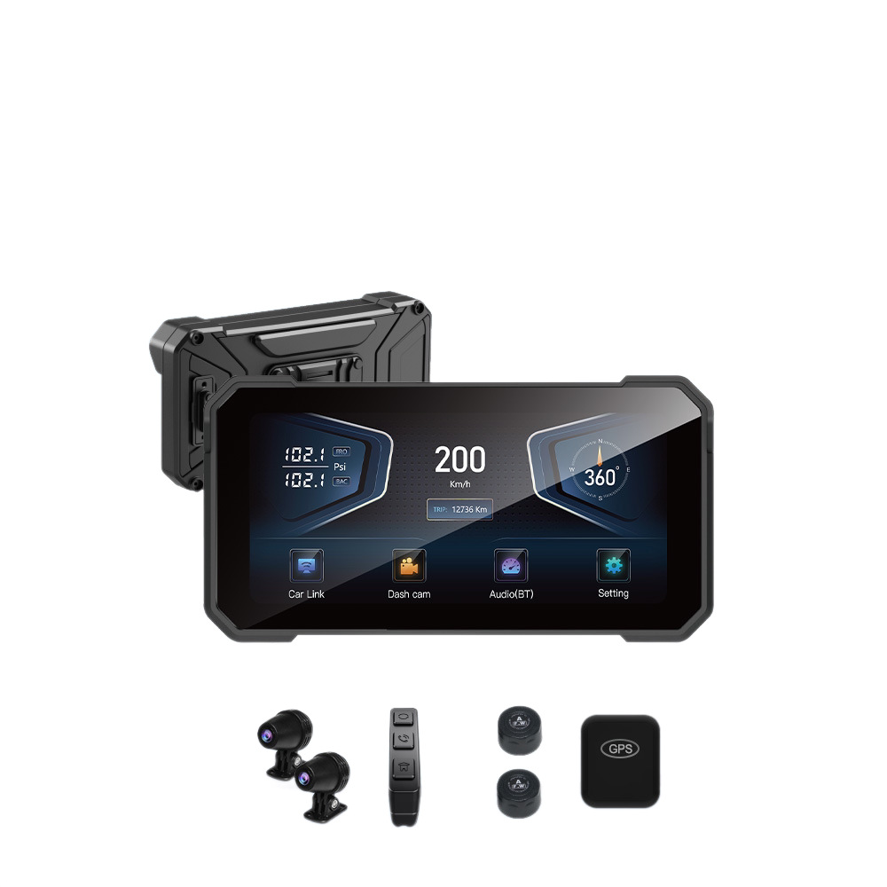 6.25inch Motorcycle Dashcam with Dual Front and Rear 4K HD BSD Motorcycle CarPlay Recorder