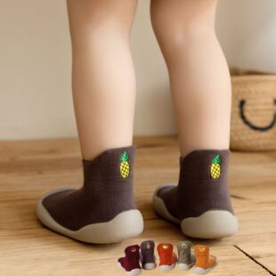 Spring and Autumn Children's Toddler Shoes Step Front Shoes Soft Sole Silicone Cartoon Pure Cotton Baby Shoes Kindergarten Baby Socks Shoes