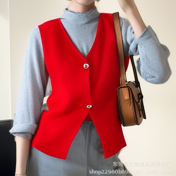 2025 New Summer Style Gold Button Decorated V Neck Cardigan Two-Color Knitted Sleeveless Vest Top for Women 2025 New Summer Style Gold Button Decorated V Neck Cardigan Two-Color Knitted Sleeveless Vest Top for Women