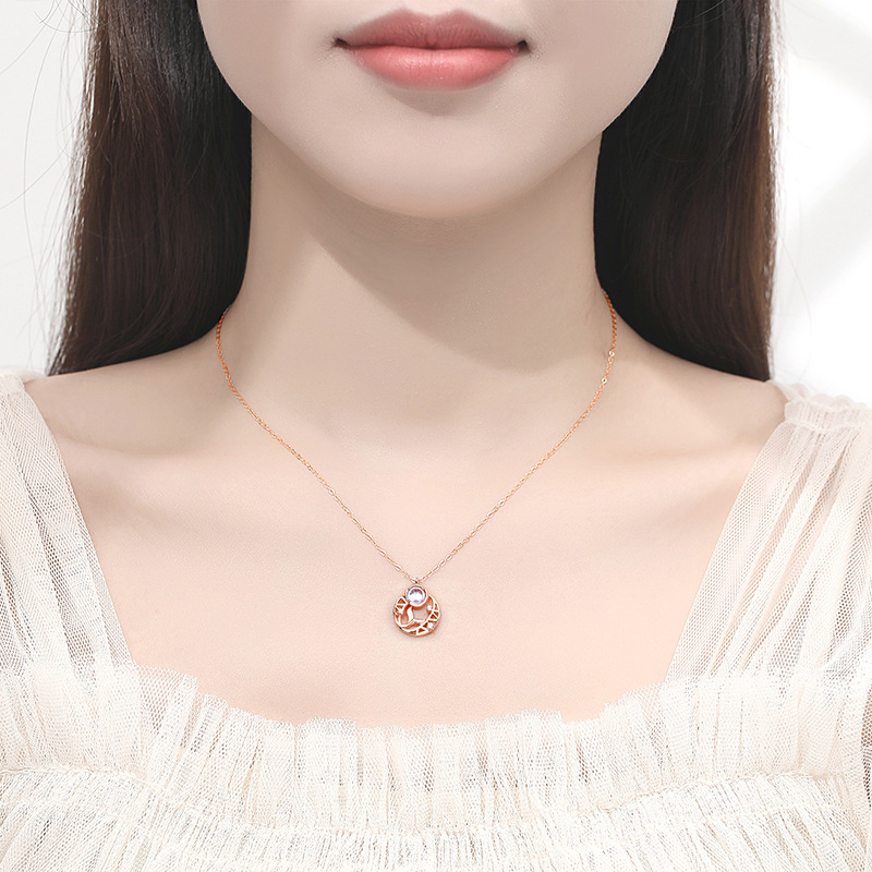 S925 plata esterlina sirena cola collar japonés y coreano moda luz lujo Luna collar fantasía Día de San Valentín regalo