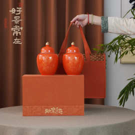 国风布艺陶瓷罐茶叶包装空包装红茶碧螺春白茶散茶装通用礼盒